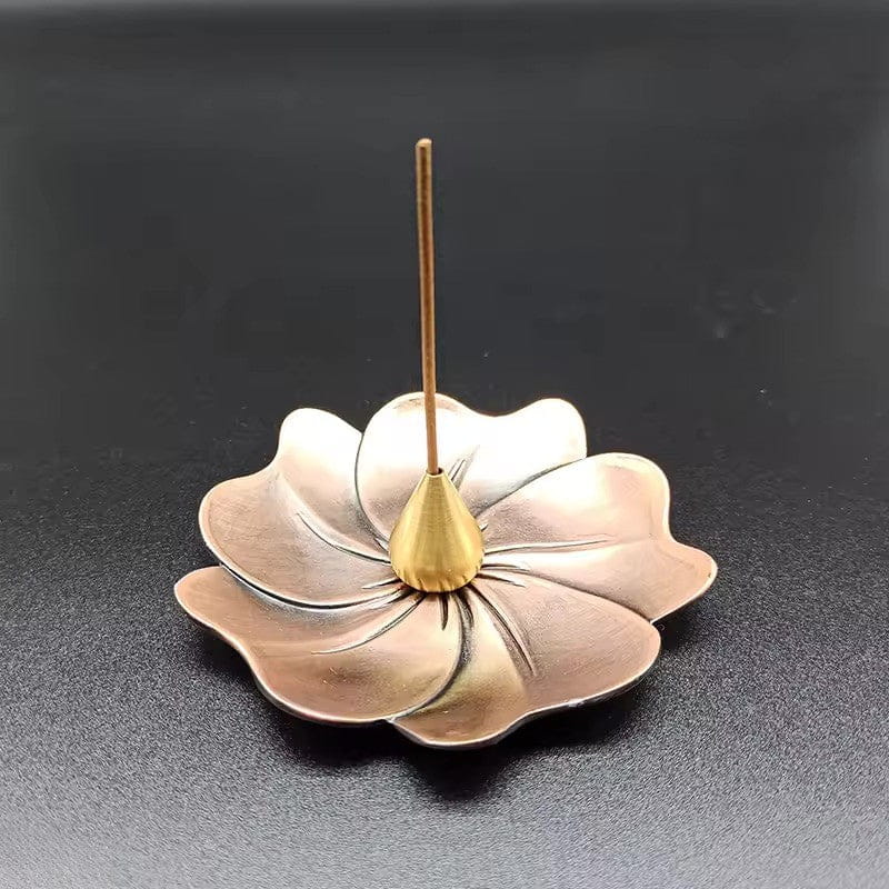 Artisan d'Asie Portes Encens Marron / Modèle 2 Porte Encens Lotus en Métal – Élégance et Sérénité