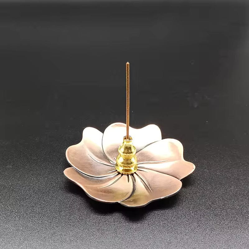 Artisan d'Asie Portes Encens Marron / Modèle 3 Porte Encens Lotus en Métal – Élégance et Sérénité