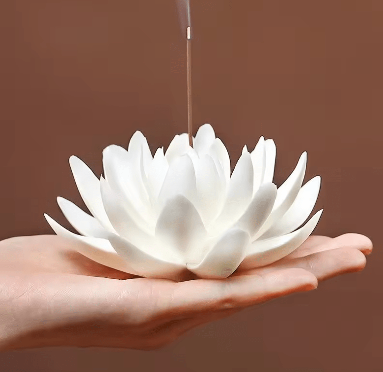 Artisan d'Asie Portes Encens Porte-encens Fleur de Lotus en céramique haut de gamme