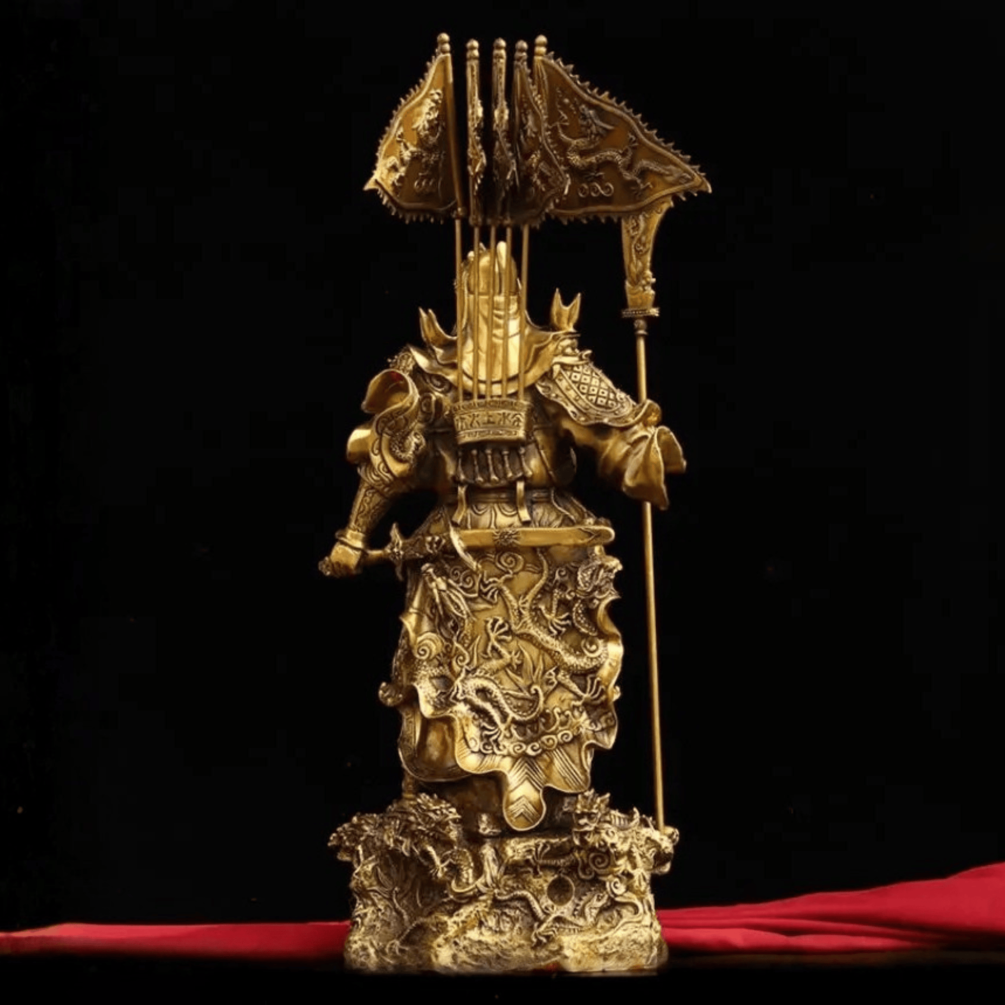 Artisan d'Asie Statues Asiatiques Statue du guerrier Guanyu en cuivre