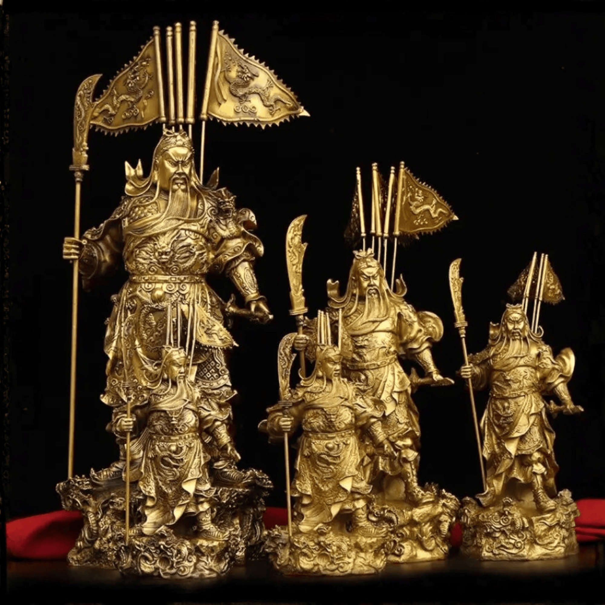 Artisan d'Asie Statues Asiatiques Statue du guerrier Guanyu en cuivre