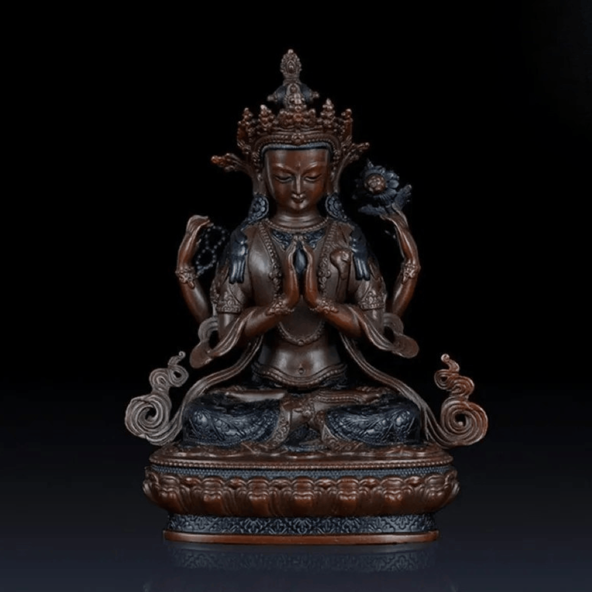 Artisan d'Asie Statues Bouddha 12 x 7 x 16 cm Statue Bouddha Avalokiteshvara (Guanyin) en cuivre