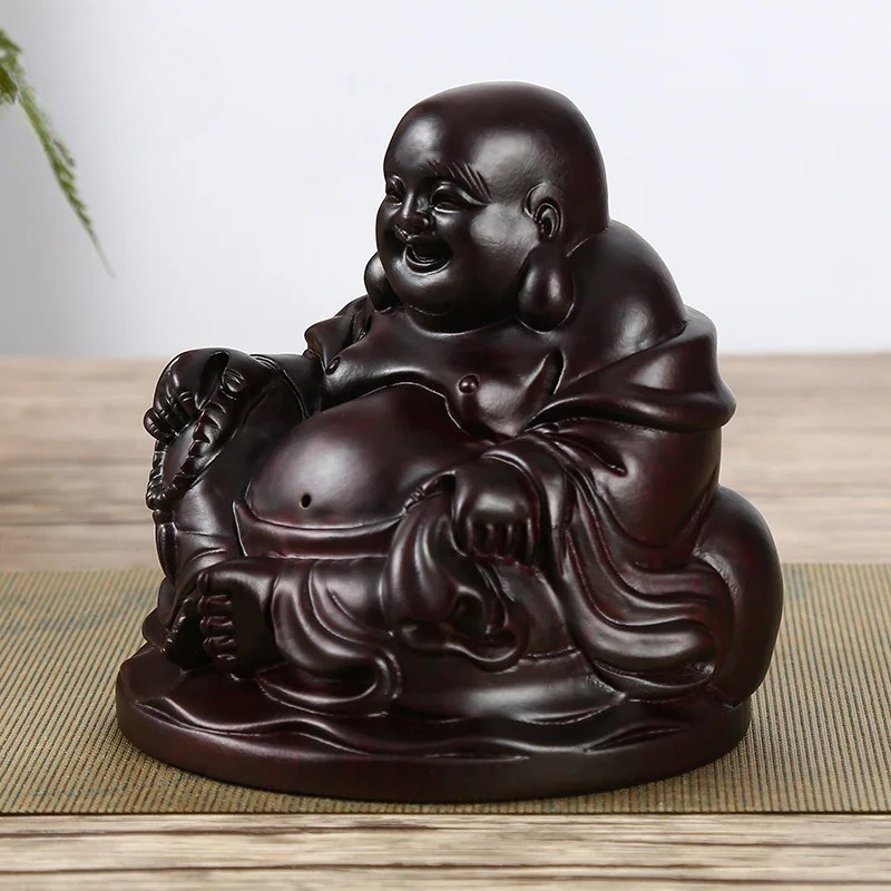 Statue bouddha maitreya artisanale feng shui Artisan d'Asie Statues Bouddha 15 cm / Bois d’ébène Statue bouddha Maitreya - Bois d’ébène