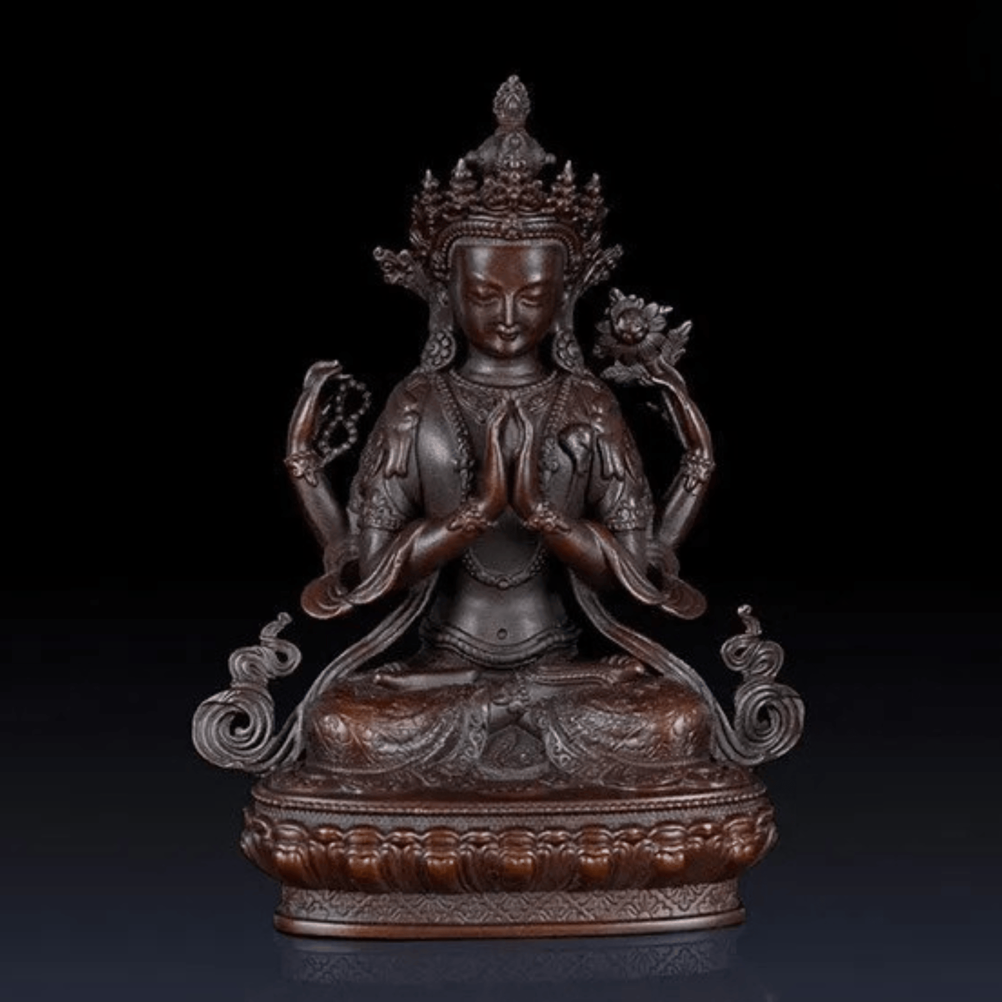 Artisan d'Asie Statues Bouddha 9 x 5 x 12 cm Statue Bouddha Avalokiteshvara (Guanyin) en cuivre