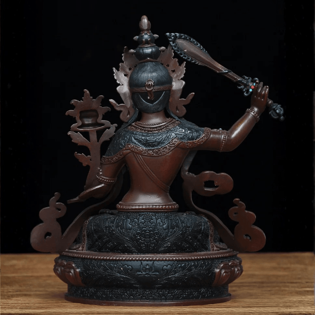 Artisan d'Asie Statues Bouddha Statue Bodhisattva Manjushri en laiton