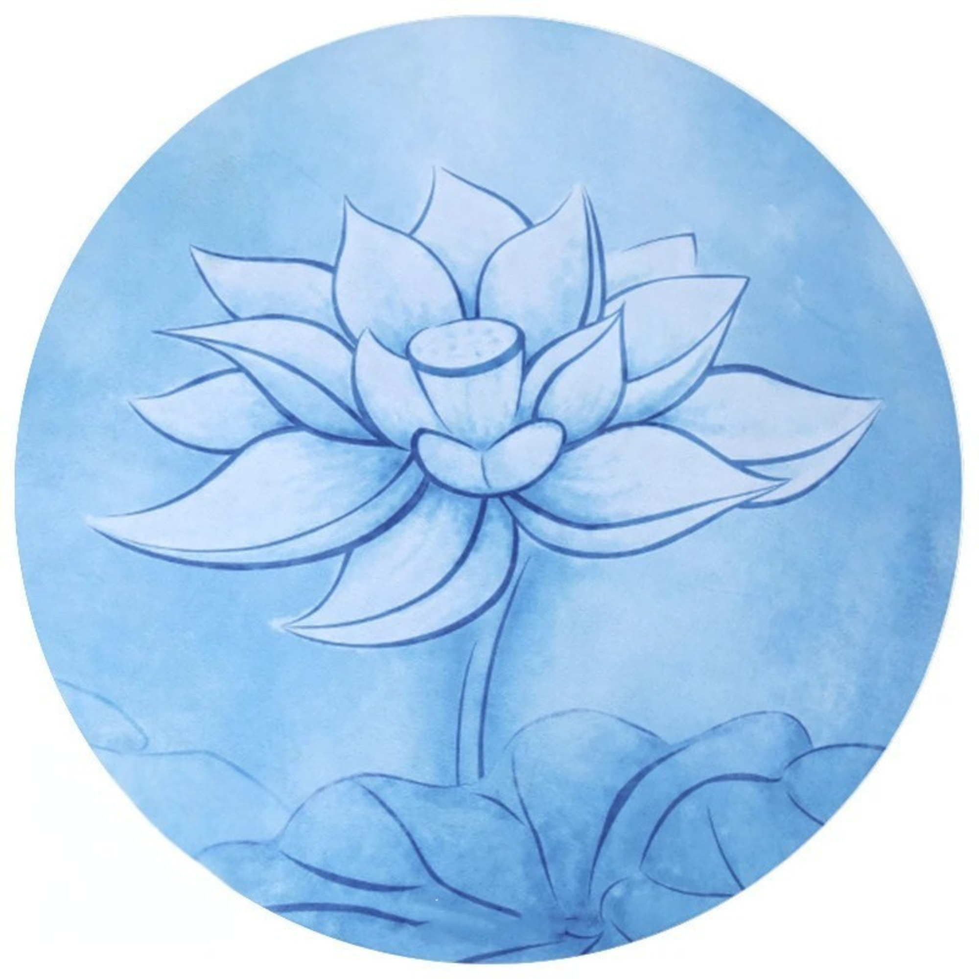 Artisan d'Asie Tapis de Yoga & Méditation Lotus bleu Tapis de méditation rond