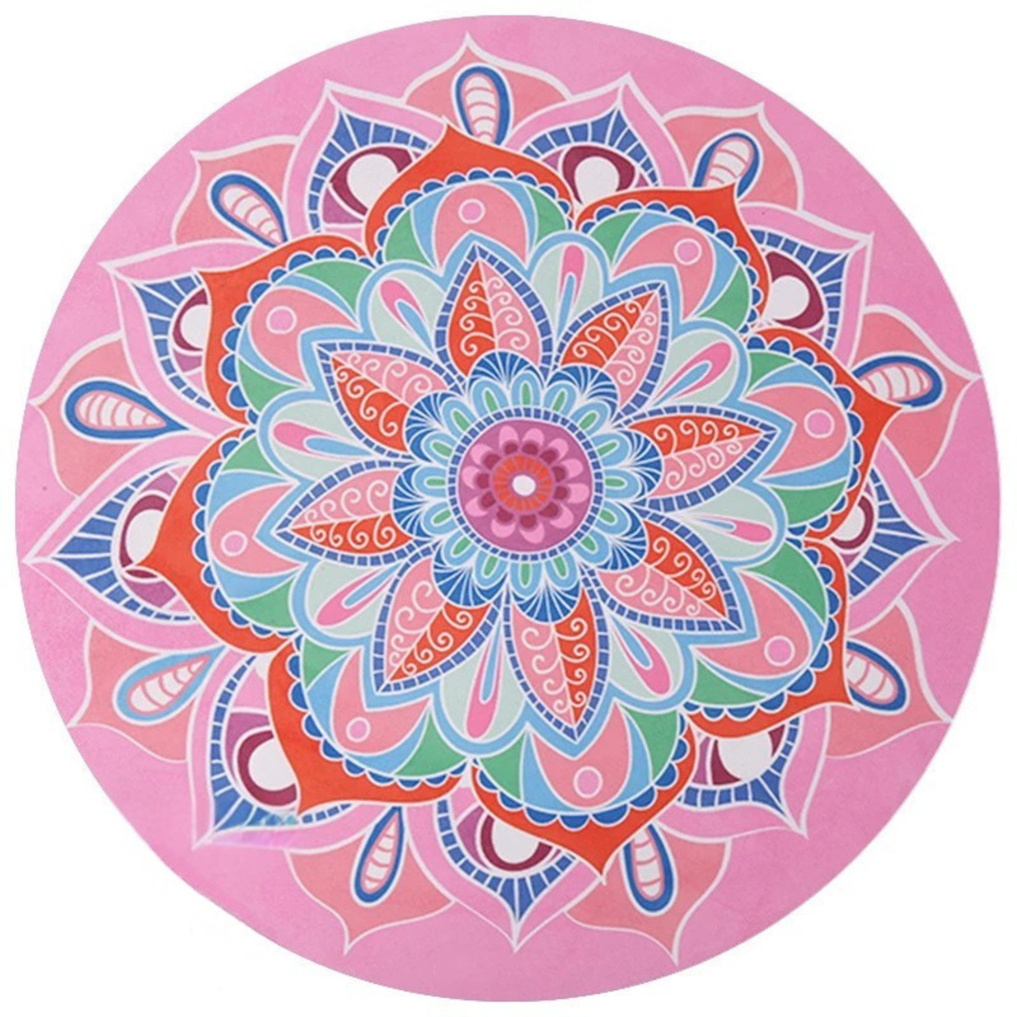 Artisan d'Asie Tapis de Yoga & Méditation Mandala rose et rouge Tapis de méditation rond