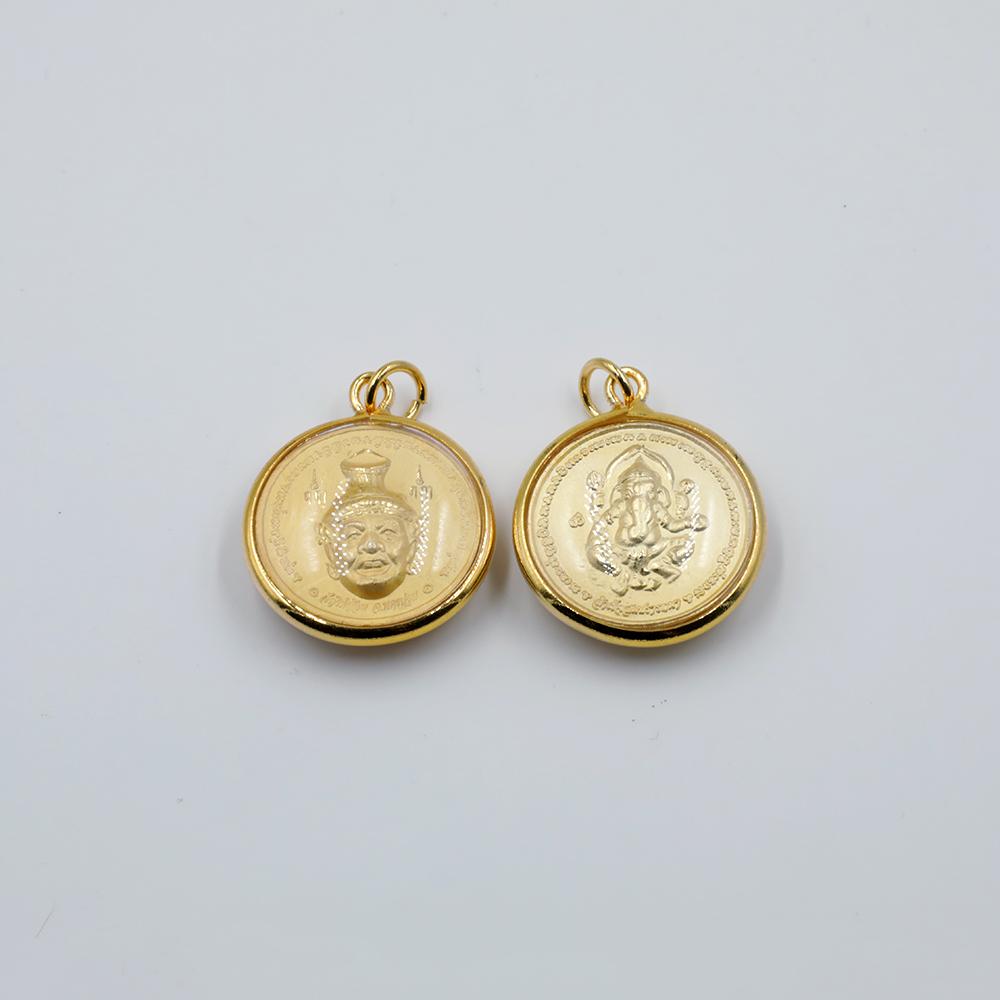Golden Ganesha Round Amulet