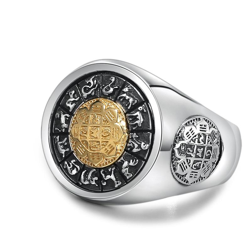 Signet ring signs of the zodiac in 925 silver