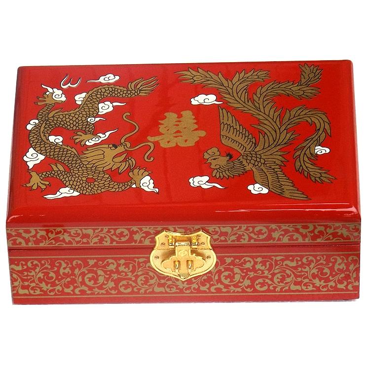 Boîte chinoise en bois laqué - Dragon et Phoenix Boites & Coffrets Chinois Artisan d'Asie Dragon et Phoenix - Noir 
