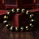 Bracelet mala en pierre d'agate noire motif om mani padme hum Bracelets Malas Artisan d'Asie