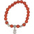 Bracelet mala en pierre d'agate rouge et argent Bracelets Malas Artisan d'Asie 