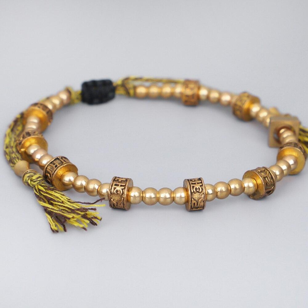 Bracelet tibétain tressé à la main avec perles en cuivre tibétaines Bracelets Tressés Tibétains Artisan d'Asie 2781 