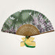 Éventail chinois en soie pure Éventail Chinois Artisan d'Asie Fleurs et papillons sur fond vert