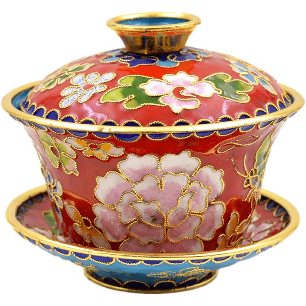 Large Chinese cloisonne tea cup