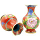 Paire de grands vases chinois en cloisonné 2 - Fleurs Cloisonné Chinois Artisan d'Asie Rouge