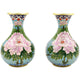 Paire de vases chinois en cloisonné 2 - Fleurs Cloisonné Chinois Artisan d'Asie Bleu Clair