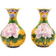 Paire de vases chinois en cloisonné 2 - Fleurs Cloisonné Chinois Artisan d'Asie Jaune