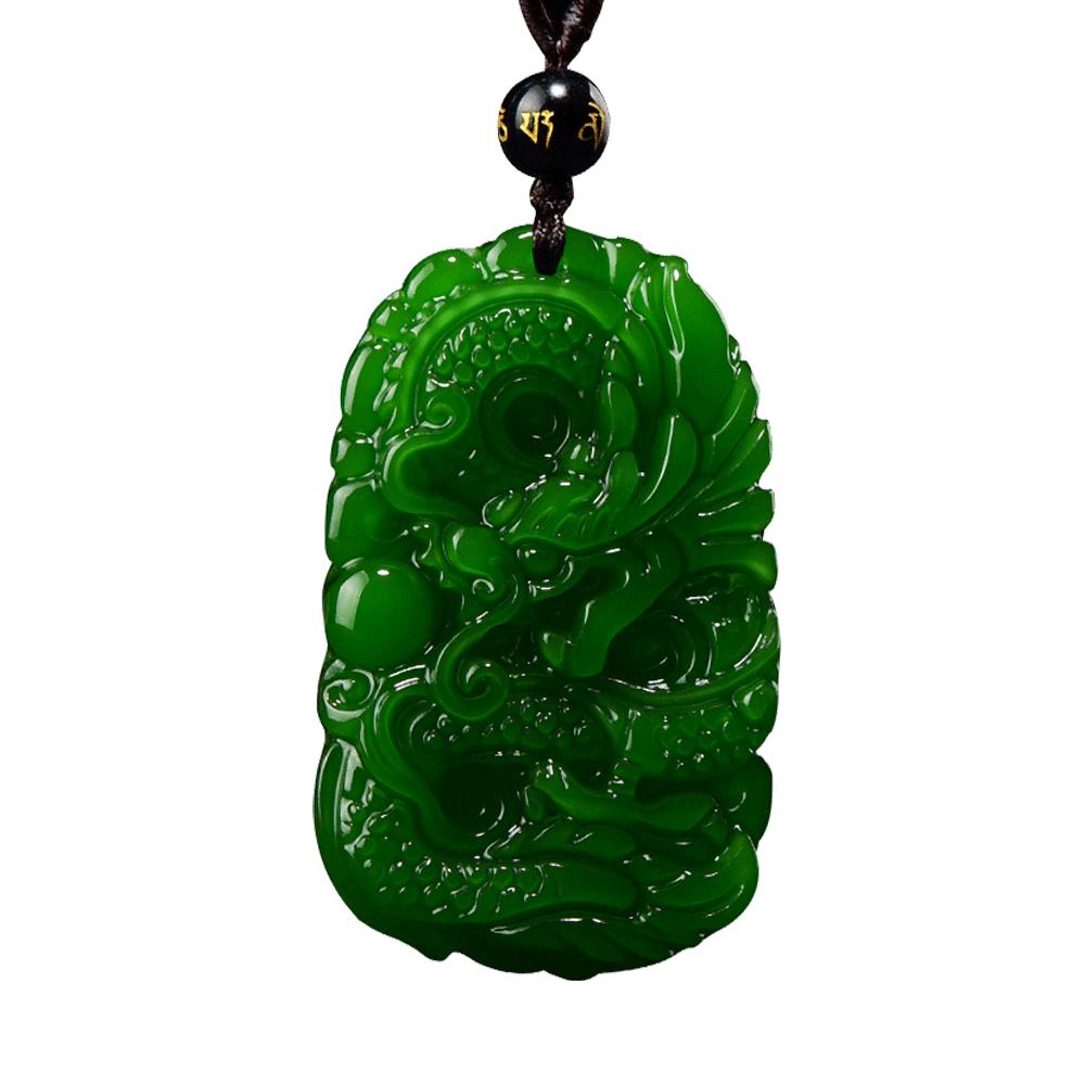 Pendentif Feng Shui Dragon en Jade Pendentifs & Amulettes Artisan d'Asie 