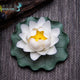 Porte Encens Fleur de Lotus en Céramique Portes Encens Artisan d'Asie Blanc au pistil jaune