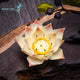 Porte Encens Fleur de Lotus en Céramique Portes Encens Artisan d'Asie Jaune clair au pistil jaune