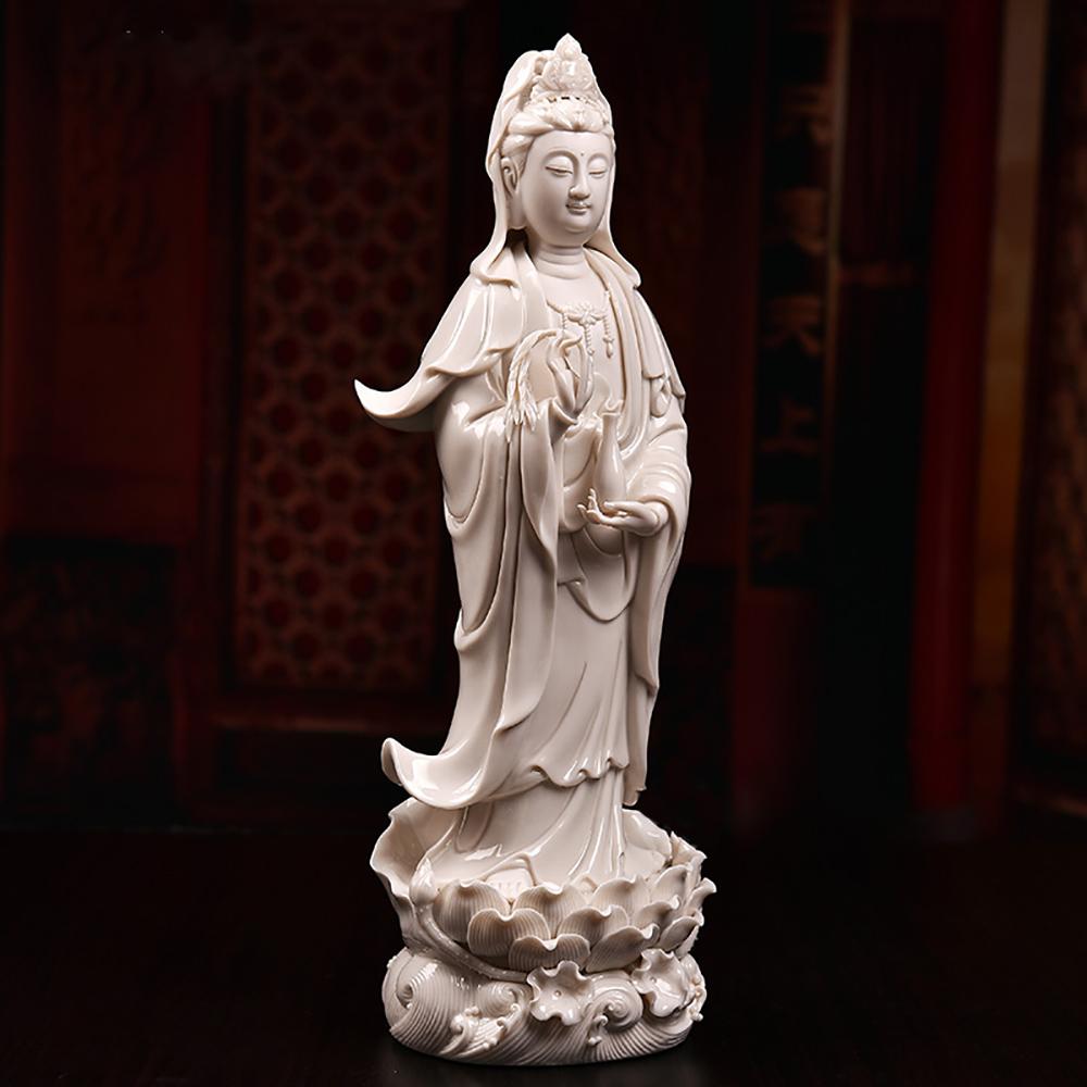 Bodhisattva Guanyin statue in white ceramic