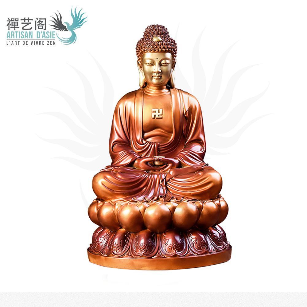 Statue Bouddha Amitabha assis en cuivre Statues Bouddha Artisan d'Asie 