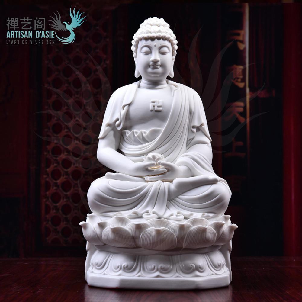 Statue Bouddha Amitabha en céramique Statues Bouddha Artisan d'Asie 
