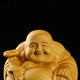 Statue Bouddha rieur Maitreya en bois de buis Statues Bouddha Artisan d'Asie