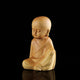 Statue de moine en bois de buis Statues Bouddha Artisan d'Asie Moine jambe repliée