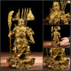 Statue Guanyu en cuivre jaune Statues Asiatiques Artisan d'Asie M - 26 cm