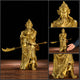 Statue guerrier Guanyu en cuivre ou cuivre jaune Statues Asiatiques Artisan d'Asie Cuivre Jaune - Taille M - 39.5 cm