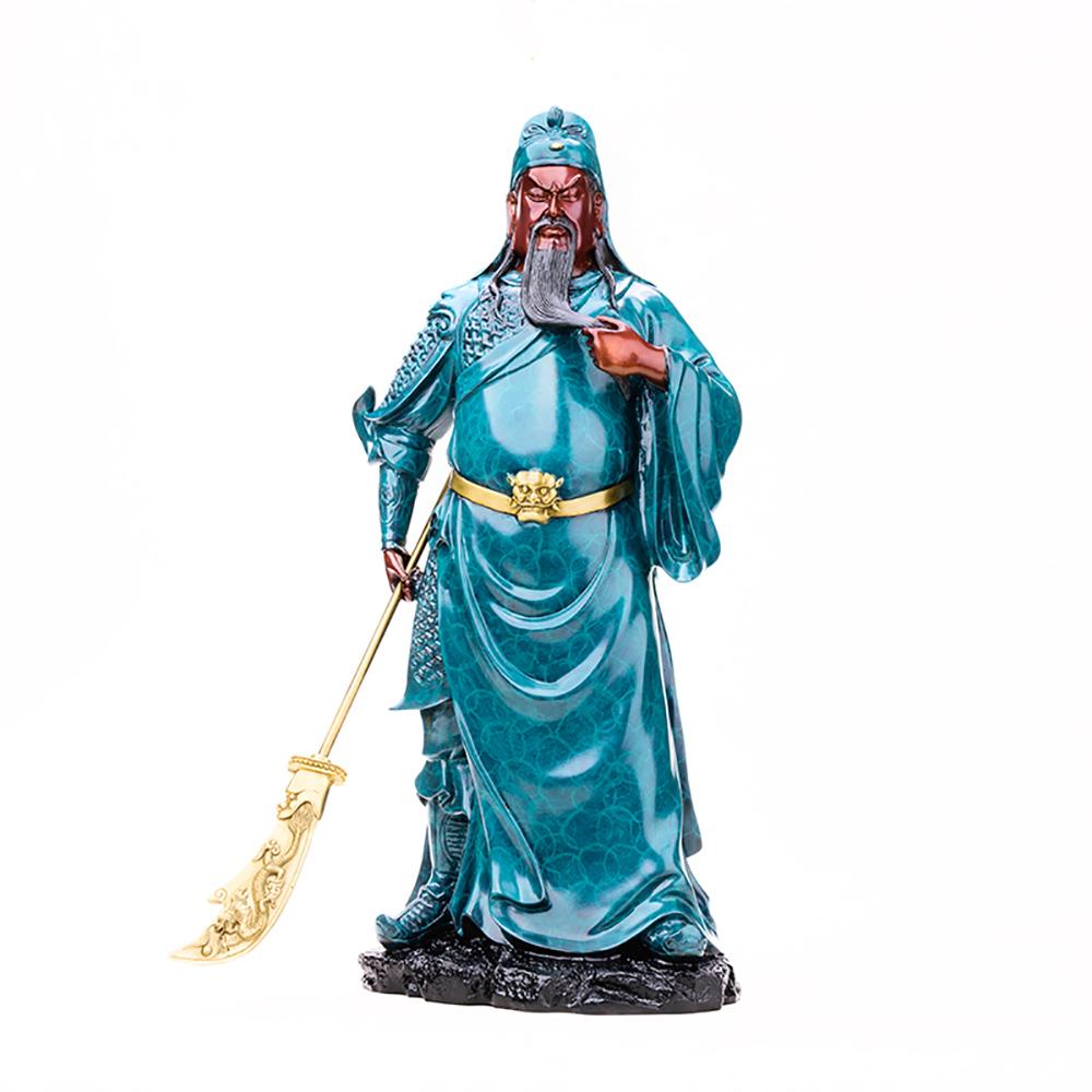 Guanyu warrior statue in painted copper
